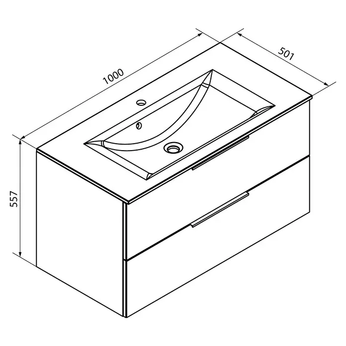 Fackelmann B.brillant Badmöbel-Set - Gesamtbreite Badmöbel: 100 cm, Anthrazit, Waschbecken aus Glas - Waschbeckenunterschrank mit zwei Schubladen und den Maßen 1000 x 501 x 557 mm.