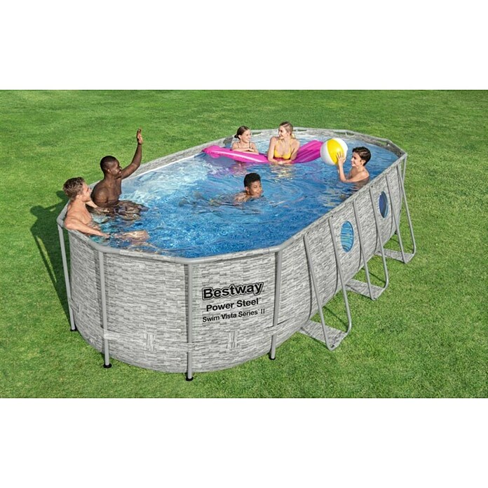 Bestway Montažni bazen Power Steel Swim Vista  (Siva, 13.430 l) | Bazeni z okvirjem | Montažni bazeni | Vrtni bazeni | Bazeni | Vrt in prosti čas | Izdelki | BAUHAUS