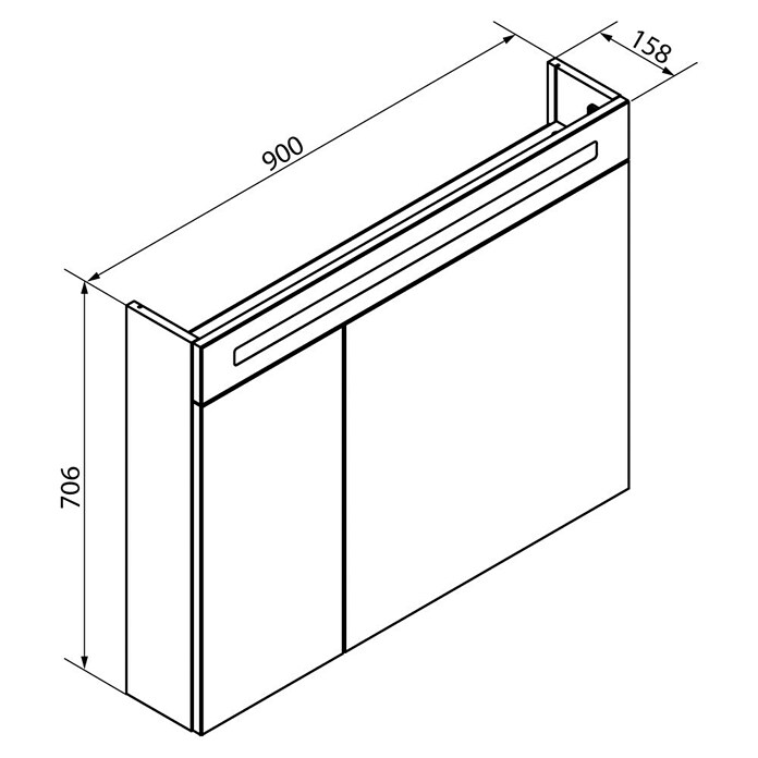 Fackelmann B.clever LED-Spiegelschrank (2-türig, B x H: 90 x 70,6 cm, Holzoptik Alaska Esche) | BAUHAUS