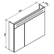 Fackelmann B.clever LED-Spiegelschrank (2-türig, B x H: 90 x 70,6 cm, Weiß) | BAUHAUS