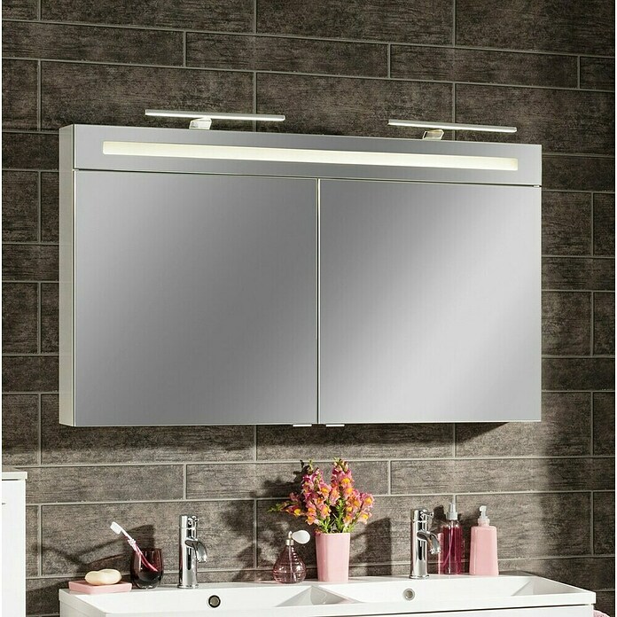 Fackelmann B.clever LED-Spiegelschrank (2-türig, B x H: 120 x 70,6 cm, Weiß) | BAUHAUS