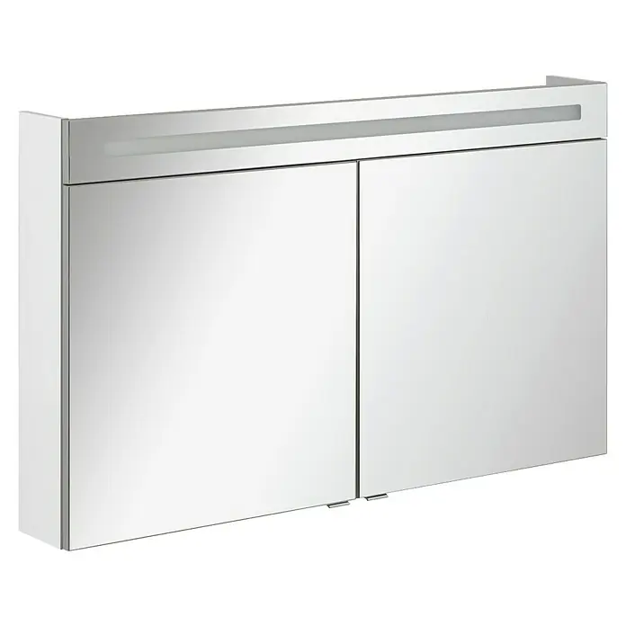 Fackelmann B.clever LED-Spiegelschrank - B x H: 120 x 70,6 cm, Weiß, Anzahl Türen: 2 Stk. - Ein moderner Spiegelschrank mit integrierter Beleuchtung, ideal für jedes Badezimmer. Er bietet praktischen Stauraum und stilvolles Design.