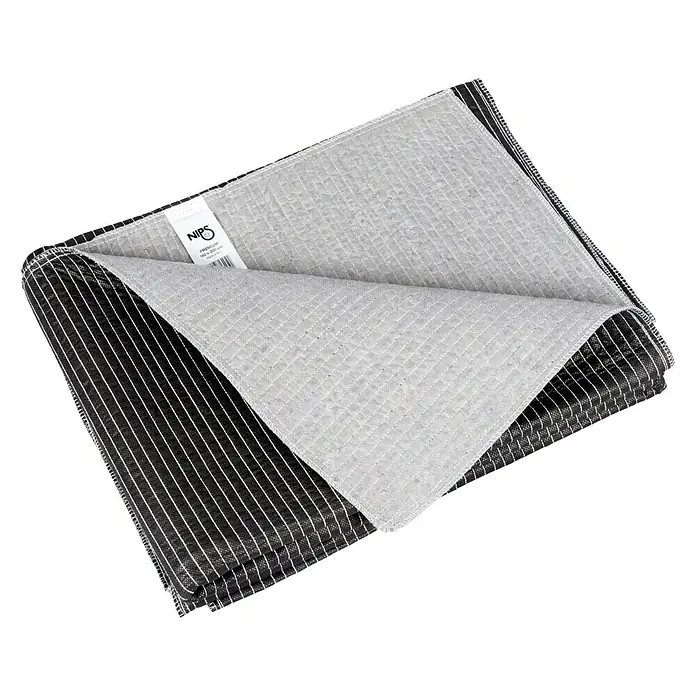 Umzugsdecke Premium - L x B: 200 x 150 cm - Nahaufnahme einer NIPS Inkontinenzunterlage mit Streifenmuster und saugfähiger Oberfläche.