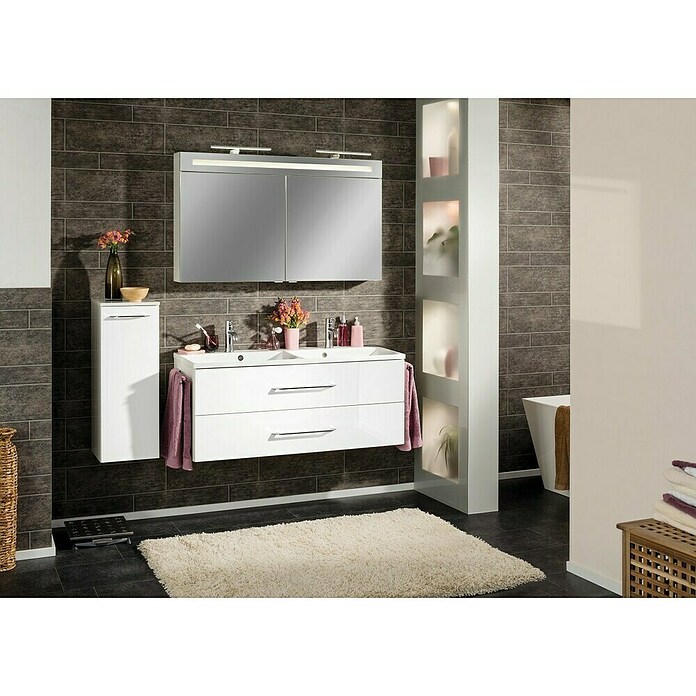 Fackelmann B.clever LED-Spiegelschrank (2-türig, B x H: 120 x 70,6 cm, Weiß) | BAUHAUS