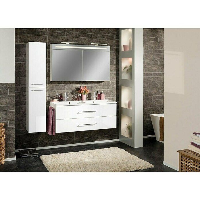 Fackelmann B.clever LED-Spiegelschrank (2-türig, B x H: 120 x 70,6 cm, Weiß) | BAUHAUS