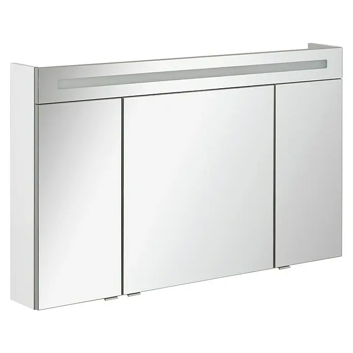 Fackelmann B.clever LED-Spiegelschrank - B x H: 120 x 70,6 cm, Weiß, Anzahl Türen: 3 Stk. - Dieser Spiegelschrank bietet viel Stauraum und verfügt über eine integrierte Beleuchtung für eine optimale Ausleuchtung.