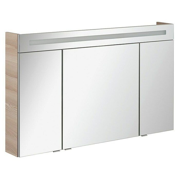 Fackelmann B.clever LED-Spiegelschrank (3-türig, B x H: 120 x 70,6 cm, Holzoptik Alaska Esche) | BAUHAUS