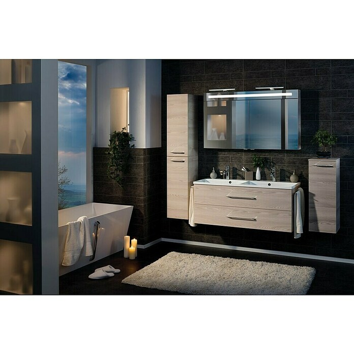 Fackelmann B.clever LED-Spiegelschrank (2-türig, B x H: 120 x 70,6 cm, Holzoptik Alaska Esche) | BAUHAUS