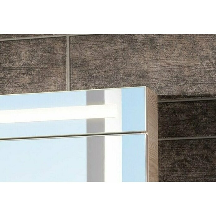 Fackelmann B.clever LED-Spiegelschrank (2-türig, B x H: 120 x 70,6 cm, Holzoptik Alaska Esche) | BAUHAUS