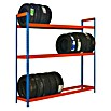 Simonrack Metall-Reifenregal (L x B x H: 45 x 120 x 200 cm, Traglast: 300 kg/Boden, Anzahl Böden: 3 Stk., Stecken, Blau/Orange)