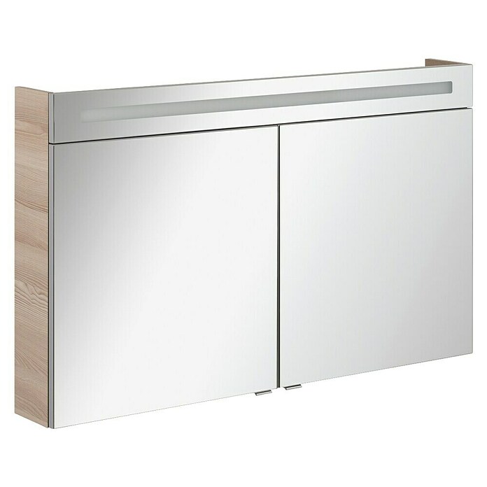 Fackelmann B.clever LED-Spiegelschrank (2-türig, B x H: 120 x 70,6 cm, Holzoptik Alaska Esche) | BAUHAUS