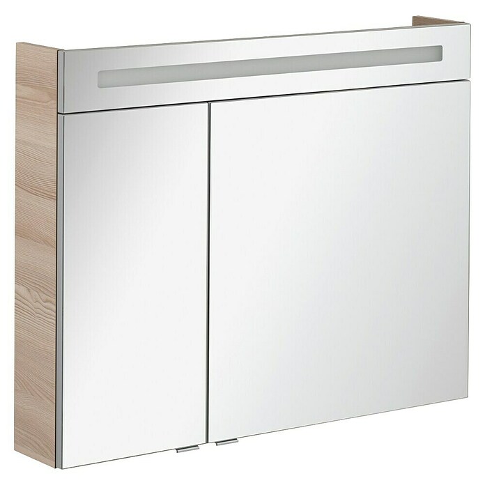 Fackelmann B.clever LED-Spiegelschrank (2-türig, B x H: 90 x 70,6 cm, Holzoptik Alaska Esche) | BAUHAUS
