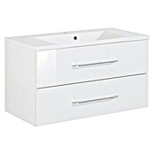 Fackelmann B.clever Badmöbel-Set (Gesamtbreite Badmöbel: 90 cm, Mit Gussmarmorbecken, Weiß, Matt) | BAUHAUS