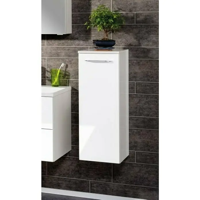 Fackelmann B.clever Bad-Midischrank - B x T x H: 30,2 x 32 x 81 cm, Weiß - Badezimmeransicht mit einem weißen Hängeschrank, der eine elegante und praktische Aufbewahrungslösung im modernen Badezimmer bietet.