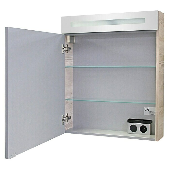 Fackelmann B.clever LED-Spiegelschrank (1-türig, B x H: 60 x 70,6 cm, Holzoptik Alaska Esche) | BAUHAUS