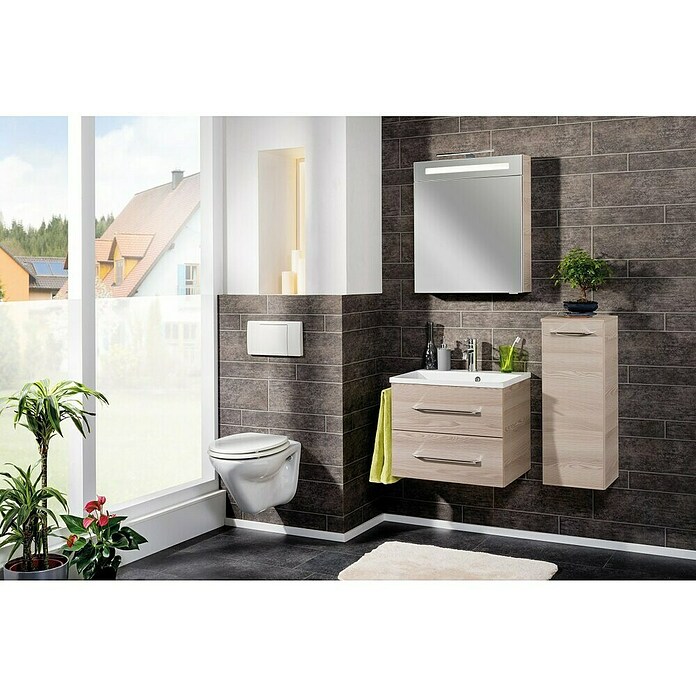 Fackelmann B.clever LED-Spiegelschrank (1-türig, B x H: 60 x 70,6 cm, Holzoptik Alaska Esche) | BAUHAUS