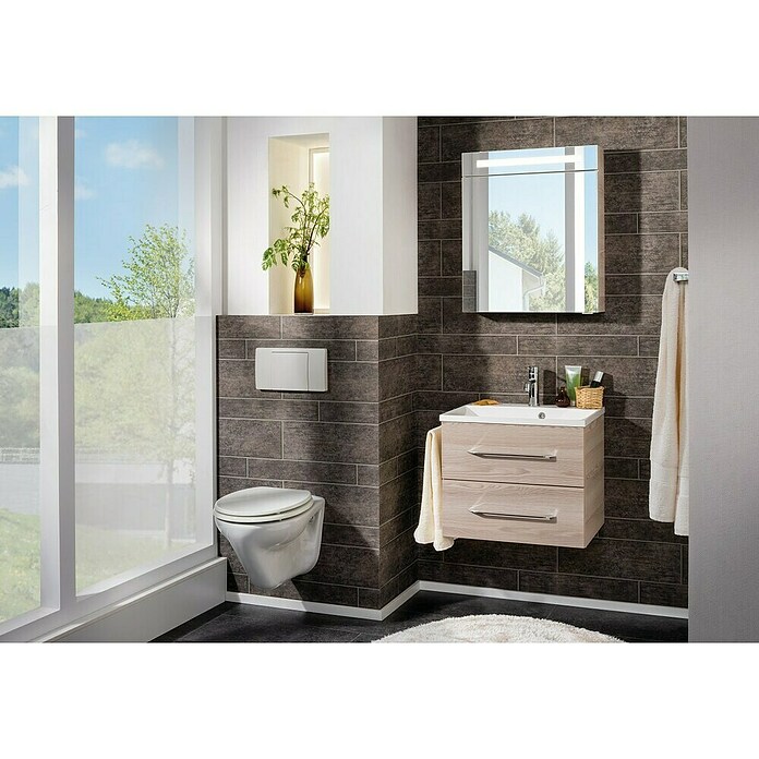 Fackelmann B.clever LED-Spiegelschrank (1-türig, B x H: 60 x 70,6 cm, Holzoptik Alaska Esche) | BAUHAUS