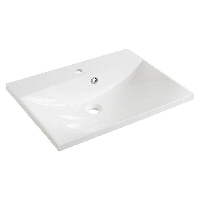 Fackelmann B.clever Badmöbel-Set (Gesamtbreite Badmöbel: 60 cm, Mit Gussmarmorbecken, Weiß, Hochglänzend) | BAUHAUS