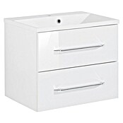 Fackelmann B.clever Badmöbel-Set (Gesamtbreite Badmöbel: 60 cm, Mit Gussmarmorbecken, Weiß, Hochglänzend) | BAUHAUS