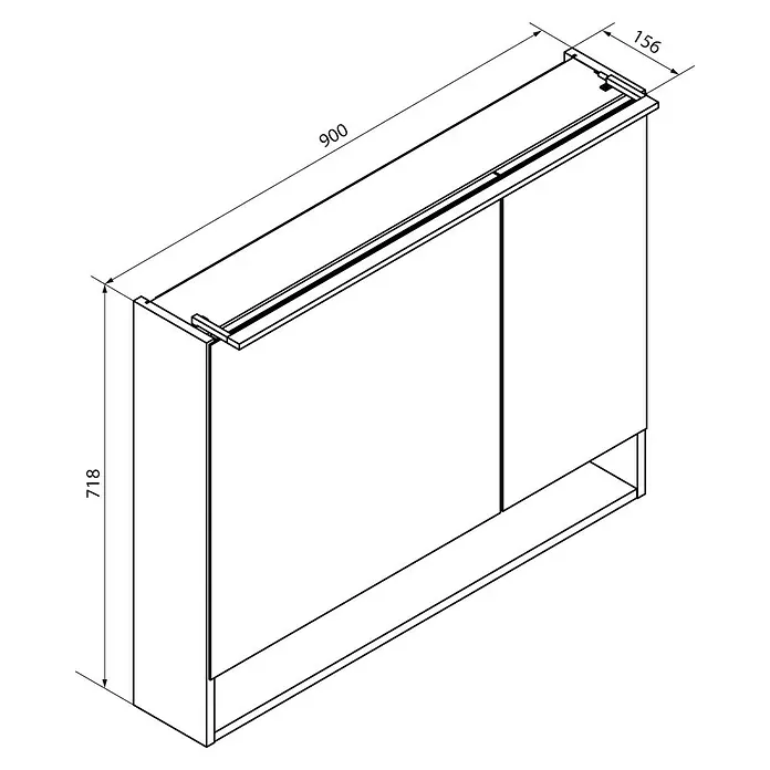 Fackelmann B.Paris LED-Spiegelschrank - B x H: 90 x 71,8 cm, 2-türig, Rigoletto - Ansicht eines Wandschranks mit den Maßen 900 x 156 x 718 mm, ideal für zusätzlichen Stauraum in verschiedenen Räumen.