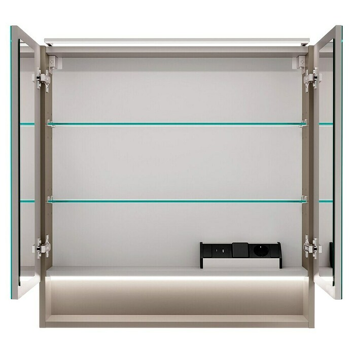 Fackelmann B.Paris LED-Spiegelschrank (B x H: 70 x 71,8 cm, 2-türig, Cubanit Grau) | BAUHAUS