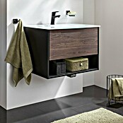 Fackelmann B.Paris Badmöbel-Set (Gesamtbreite Badmöbel: 70,5 cm, Mit Glasbecken, Rigoletto Eiche Holzoptik/Schwarz) | BAUHAUS