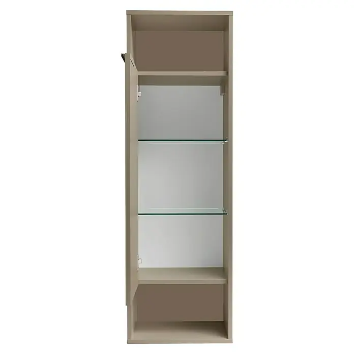 Fackelmann B.Paris Midischrank - B x T x H: 40,2 x 32 x 125,7 cm, Anschlag: Links, Cubanit grau - Offener Badezimmerschrank mit Glastablaren. Das Möbelstück hat eine Tür und bietet viel Stauraum für Badutensilien.