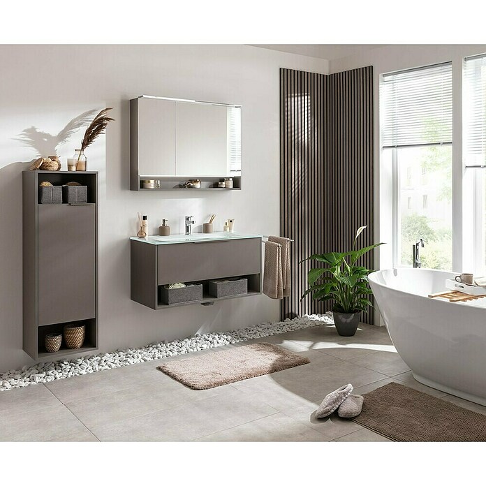Fackelmann B.Paris Midischrank (B x T x H: 40,2 x 32 x 125,7 cm, Anschlag: Links, Cubanit Grau) | BAUHAUS