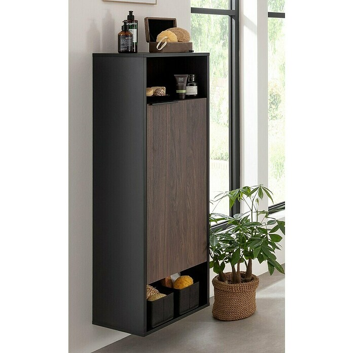 Fackelmann B.Paris Midischrank (B x T x H: 40,2 x 32 x 125,7 cm, Anschlag: Rechts, Rigoletto Eiche Holzoptik/Schwarz) | BAUHAUS