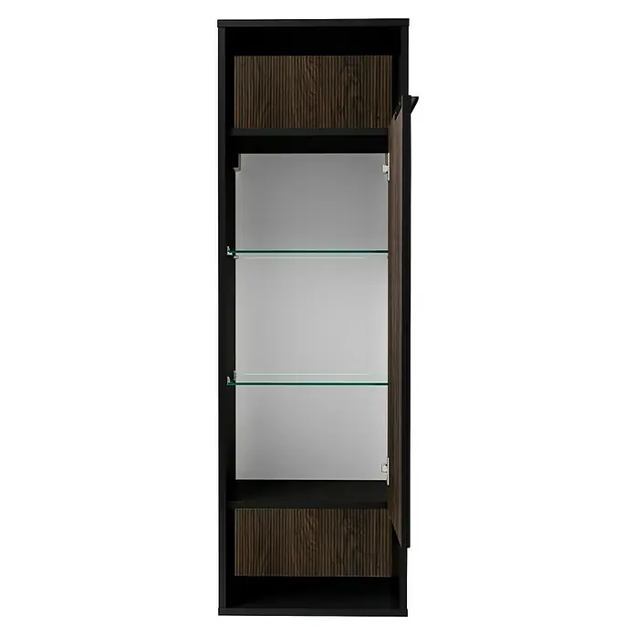 Fackelmann B.Paris Midischrank - B x T x H: 40,2 x 32 x 125,7 cm, Anschlag: Rechts, Rigoletto - Elegantes offenes Spiegelschrank-Design mit Holzdetails und Glasablagen für stilvolle Badaufbewahrung.