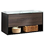 Fackelmann B.Paris Badmöbel-Set (Gesamtbreite Badmöbel: 90,5 cm, Mit Glasbecken, Rigoletto Eiche Holzoptik/Schwarz) | BAUHAUS