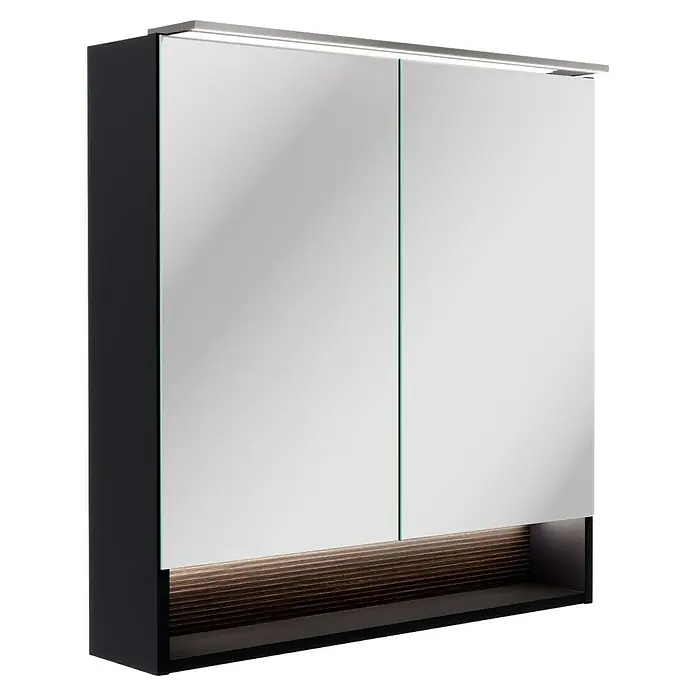 Fackelmann B.Paris LED-Spiegelschrank - B x H: 70 x 71,8 cm, 2-türig, Rigoletto - Ein moderner Spiegelschrank mit integrierter Beleuchtung oben und unten, ideal für Badezimmer.