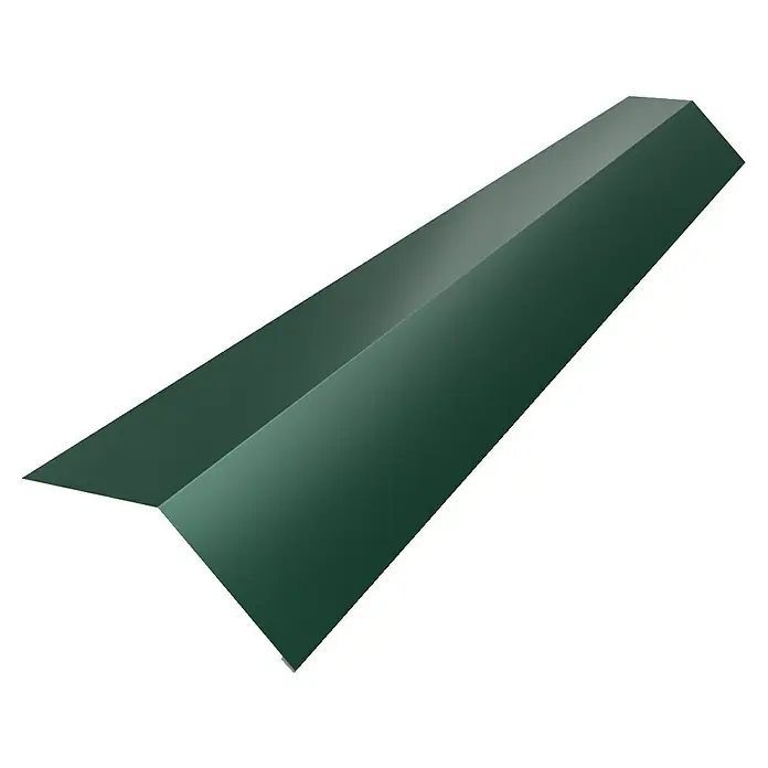 Metdach Schürze für Dachrinne PP12 - Grün, Länge: 100 cm, Stahl - Profilansicht einer grünen Metallsattelspitze. Das langlebige und wetterfeste Zubehör schützt zuverlässig vor Umwelteinflüssen.