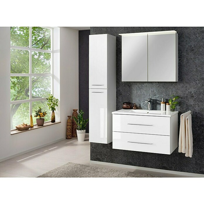 Fackelmann B.perfekt Hochschrank (B x T x H: 30 x 31,8 x 158,8 cm, Weiß Hochglanz) | BAUHAUS