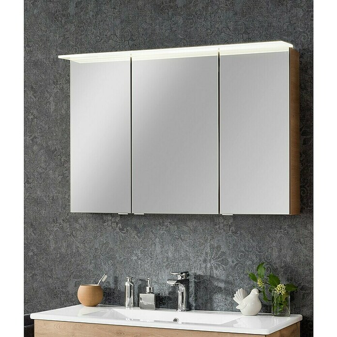 Fackelmann B.perfekt LED-Spiegelschrank (B x H: 100 x 69,4 cm, Ast Eiche Holzoptik) | BAUHAUS