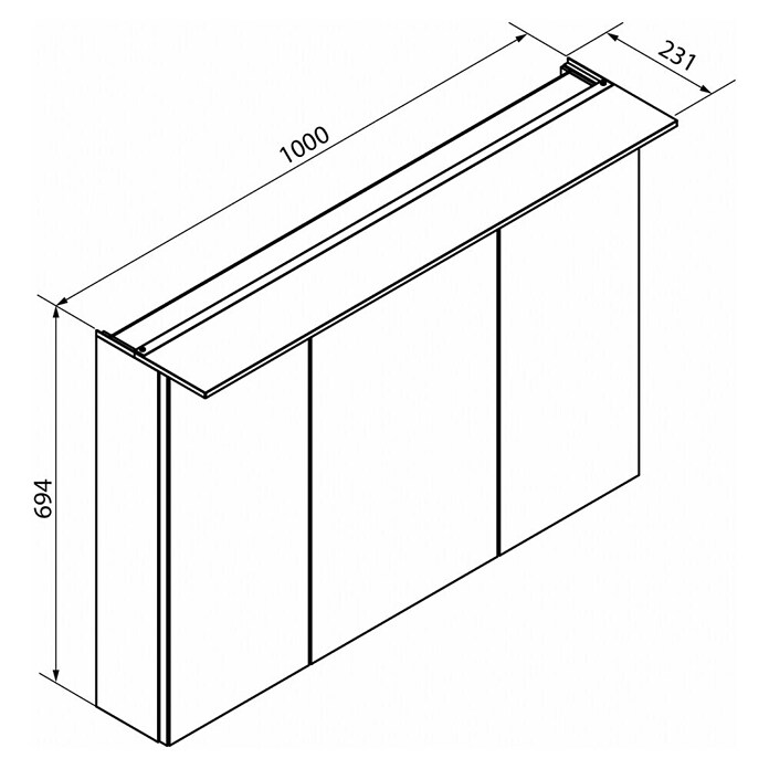Fackelmann B.perfekt LED-Spiegelschrank (B x H: 100 x 69,4 cm, 3-türig, Dark Oak Holzoptik) | BAUHAUS