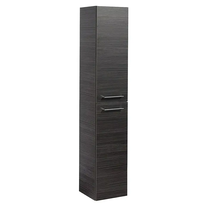 Fackelmann B.perfekt Bad-Hochschrank - B x T x H: 30 x 31,8 x 158,8 cm, Dark Oak Holzoptik - Eleganter Badezimmerschrank in dunkler Holzoptik mit zwei Schubladen und silbernen Griffen für ein modernes Badambiente.