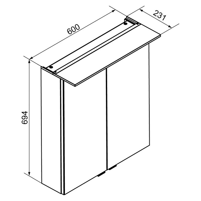 Fackelmann B.perfekt LED-Spiegelschrank (B x H: 60 x 69,4 cm, 2-türig, Ast Eiche Holzoptik) | BAUHAUS