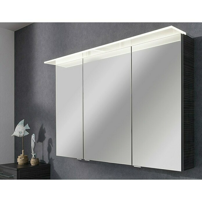 Fackelmann B.perfekt LED-Spiegelschrank (B x H: 100 x 69,4 cm, 3-türig, Dark Oak Holzoptik) | BAUHAUS