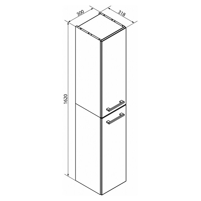Fackelmann B.style Hochschrank (B x T x H: 30 x 31,8 x 162 cm, Anschlag: Rechts, Weiß Hochglanz/Sandeiche) | BAUHAUS