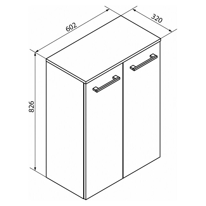 Fackelmann B.style Midischrank (2-türig, B x T x H: 60,2 x 32 x 82,6 cm, Weiß Hochglanz) | BAUHAUS