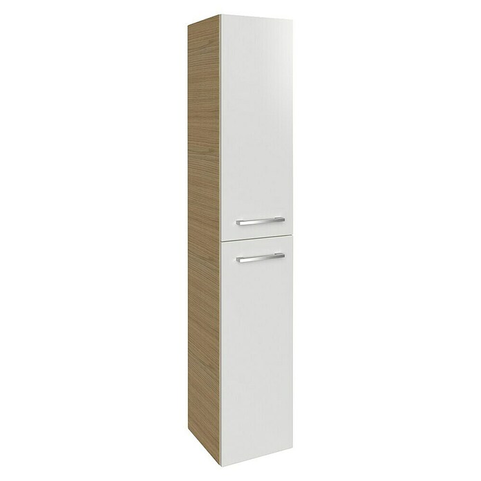 Fackelmann B.style Hochschrank (B x T x H: 30 x 31,8 x 162 cm, Anschlag: Rechts, Weiß Hochglanz/Sandeiche) | BAUHAUS