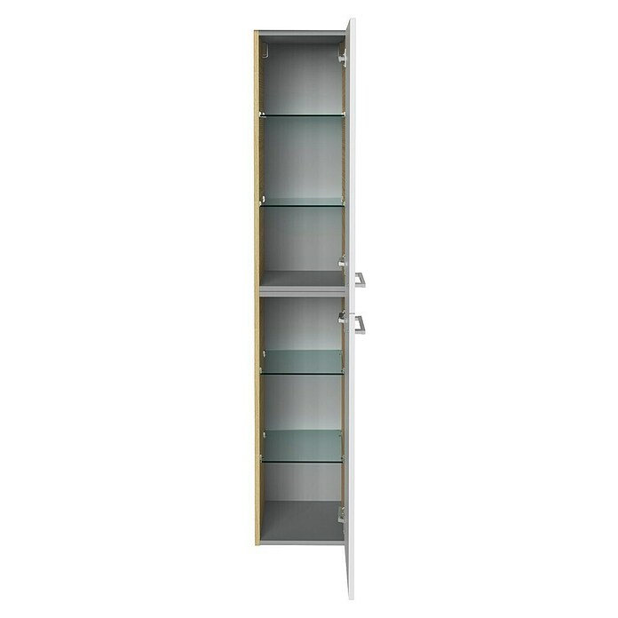 Fackelmann B.style Hochschrank (B x T x H: 30 x 31,8 x 162 cm, Anschlag: Rechts, Weiß Hochglanz/Sandeiche) | BAUHAUS