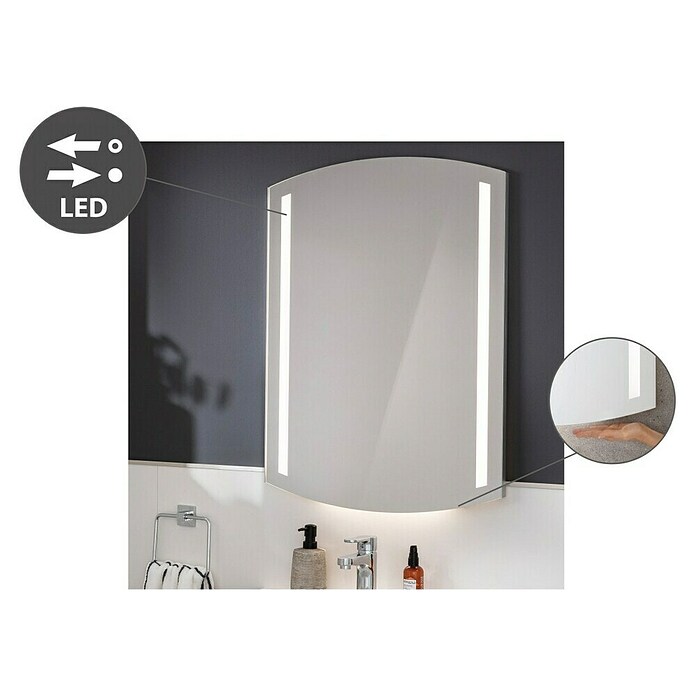 Fackelmann B.style LED-Lichtspiegel (B x H: 80 x 80 cm, Einfacher Anschluss über Schraubklemme, Oval) | BAUHAUS