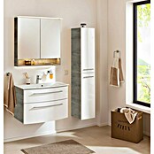 Fackelmann B.style Hochschrank (B x T x H: 30 x 31,8 x 162 cm, Anschlag: Rechts, Weiß Hochglanz/Nature Oak Holzoptik) | BAUHAUS