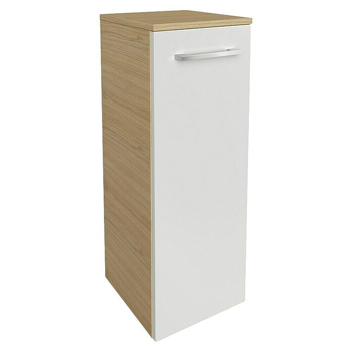 Fackelmann B.style Midischrank (1-türig, B x T x H: 30,2 x 32 x 82,6 cm, Anschlag: Links, Weiß Hochglanz/Sandeiche) | BAUHAUS