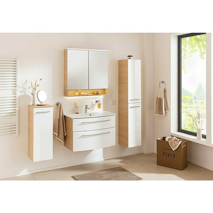 Fackelmann B.style LED-Spiegelschrank (B x H: 80 x 81,2 cm, Sandeiche) | BAUHAUS