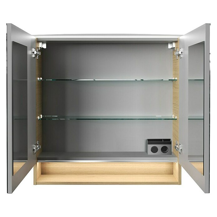Fackelmann B.style LED-Spiegelschrank (B x H: 80 x 81,2 cm, Sandeiche) | BAUHAUS