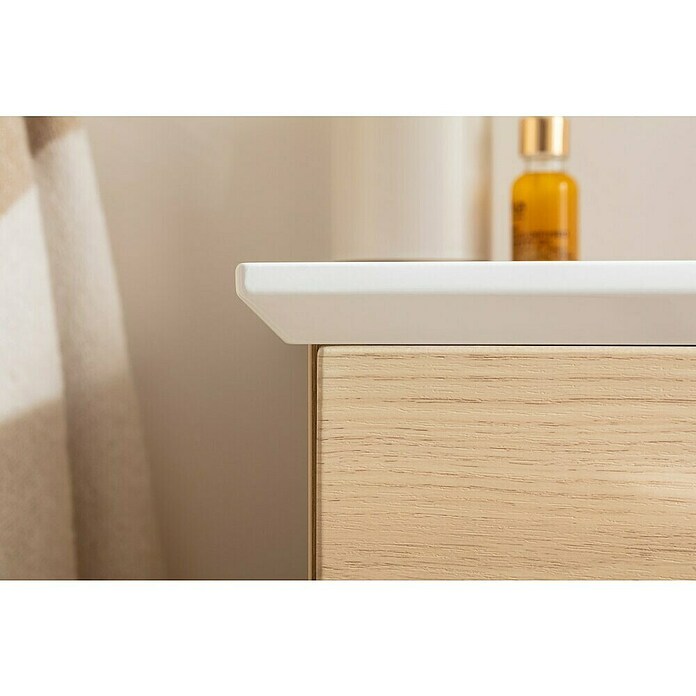 Fackelmann B.style Badmöbel-Set (Gesamtbreite Badmöbel: 83,2 cm, Weiß Hochglanz/Nature Oak Holzoptik) | BAUHAUS