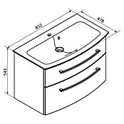 Fackelmann B.style Badmöbel-Set (Gesamtbreite Badmöbel: 83,2 cm, Weiß Hochglanz/Nature Oak Holzoptik) | BAUHAUS